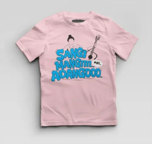 Sangi mangiiiii….. Adangoooo boys round neck t-shirt in light baby pink color