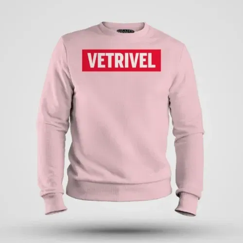 Vetrivel men/unisex sweatshirt in light baby pink color