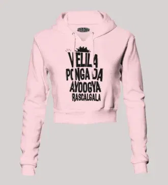 Velila ponga da ayoogya rascalgala women's crop hoodies in light baby pink color