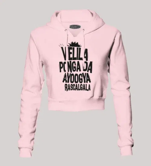 Velila ponga da ayoogya rascalgala women's crop hoodies in light baby pink color