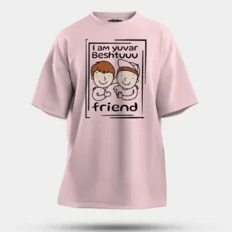 Iam yuvar best friend men/unisex oversized t-shirt in light baby pink color