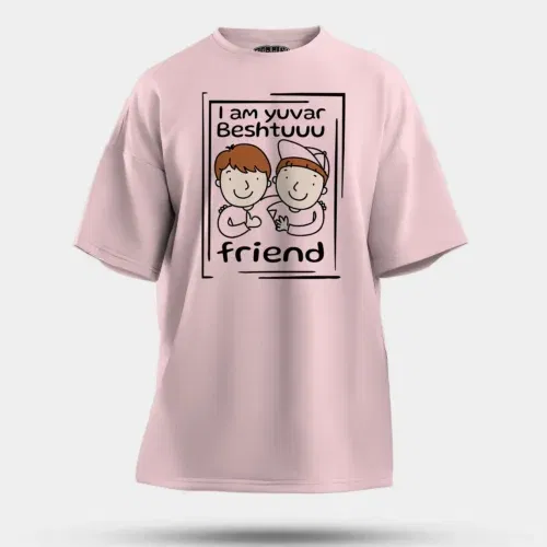 Iam yuvar best friend men/unisex oversized t-shirt in light baby pink color