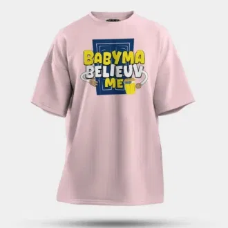 Babyma belieuv me men/unisex oversized t-shirt in light baby pink color