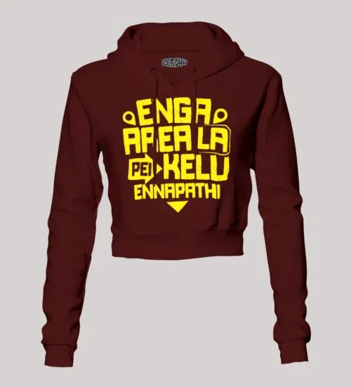 Enga area la pei kelu ennapathi women's crop hoodies in maroon color