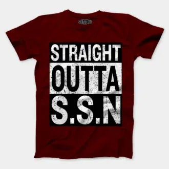 Straight outta ssn university men/unisex t-shirt in maroon color