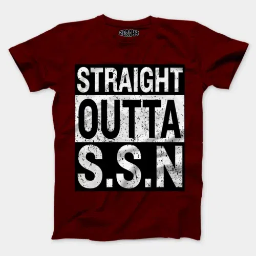 Straight outta ssn university men/unisex t-shirt in maroon color