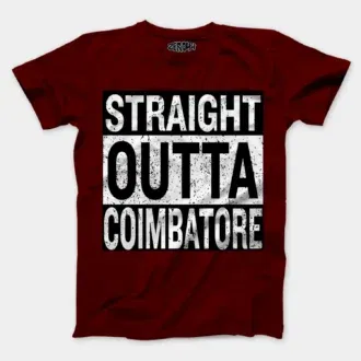 Straight outta coimbatore men/unisex t-shirt in maroon color