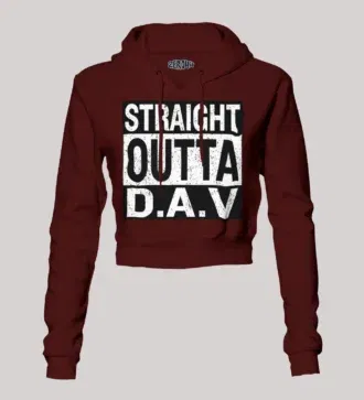 Straight outta dav women's crop hoodies in maroon color