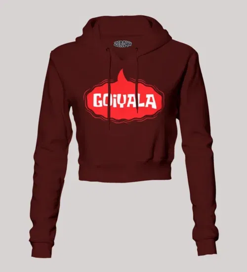 Goiyala women's crop hoodies in maroon color