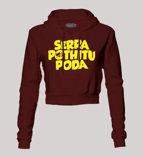 Serra pothitu poda women's crop hoodies in maroon color