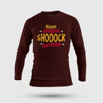 Naan apudiye shoooock aayitten men/unisex long sleeve t-shirt in maroon color