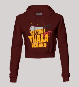 Vettina thala yenaku women's crop hoodies in maroon color