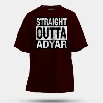 Straight outta adyar men/unisex oversized t-shirt in maroon color