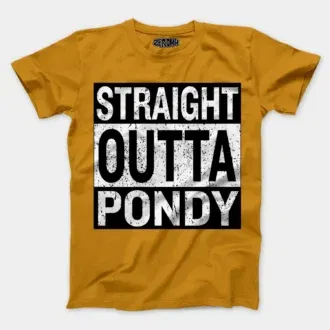 Straight outta pondy men/unisex t-shirt in mustard yellow color