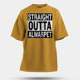 Straight outta alwarpet men/unisex oversized t-shirt in mustard yellow color