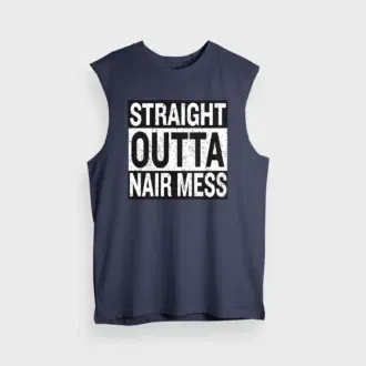 Straight outta nair mess men/unisex tank top in navy blue color