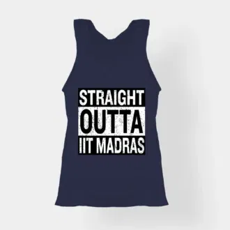 Straight outta iit madras women's tank top in navy blue color