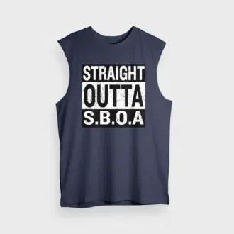 Straight outta sboa men/unisex tank top in navy blue color