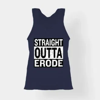 Straight outta erode women's tank top in navy blue color