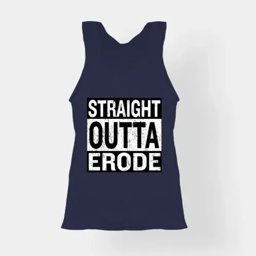 Straight outta erode women's tank top in navy blue color