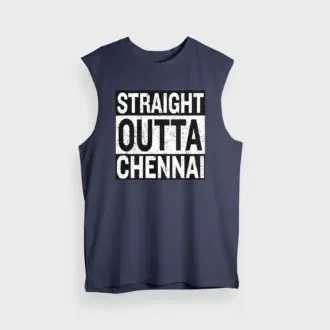 Straight outta chennai men/unisex tank top in navy blue color