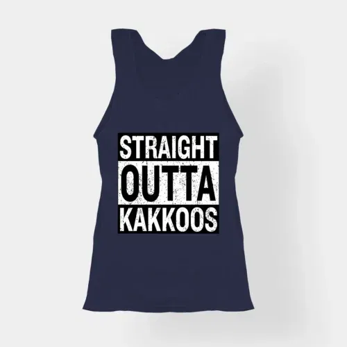 Straight outta kakkoos women's tank top in navy blue color