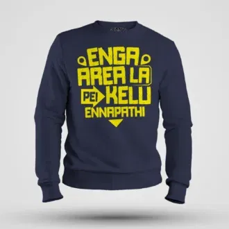 Enga area la pei kelu ennapathi men/unisex sweatshirt in navy blue color