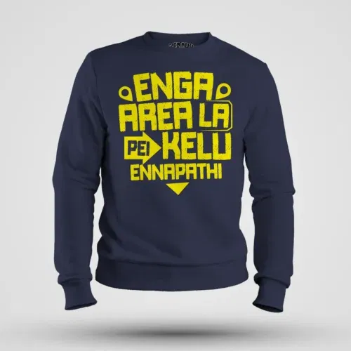 Enga area la pei kelu ennapathi men/unisex sweatshirt in navy blue color