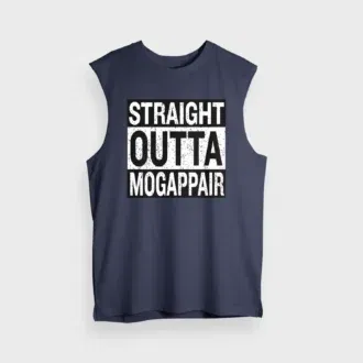 Straight outta mogappair men/unisex tank top in navy blue color