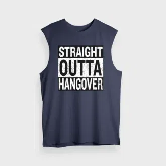 Straight outta hangover men/unisex tank top in navy blue color