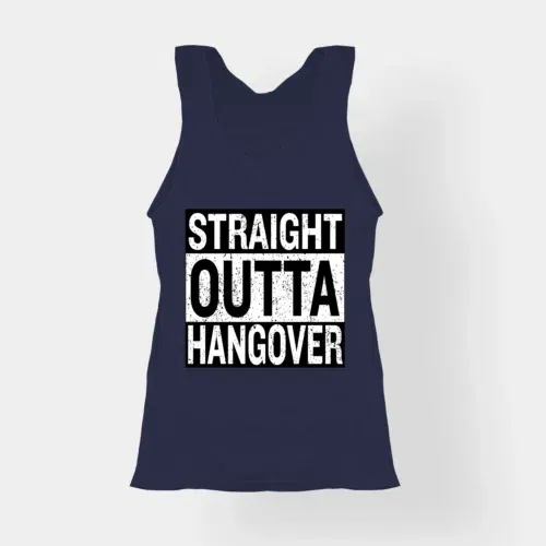 Straight outta hangover women's tank top in navy blue color