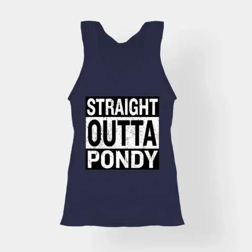 Straight outta pondy women's tank top in navy blue color