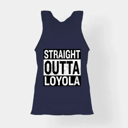 Straight outta loyola women's tank top in navy blue color