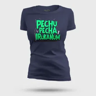 Pechu pecha irrukanum women's t-shirt in navy blue color