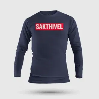 Sakthivel men/unisex long sleeve t-shirt in navy blue color