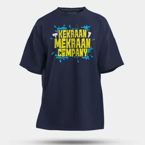 Kekraan mekraan company men/unisex oversized t-shirt in navy blue color