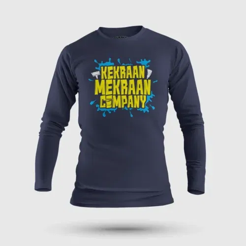 Kekraan mekraan company men/unisex long sleeve t-shirt in navy blue color