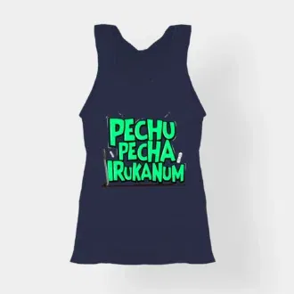 Pechu pecha irrukanum women's tank top in navy blue color