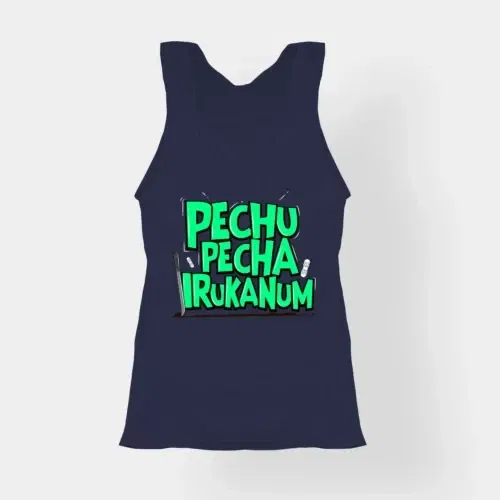 Pechu pecha irrukanum women's tank top in navy blue color