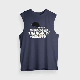 Manasula michael jackson thangachi nu nenappu men/unisex tank top in navy blue color