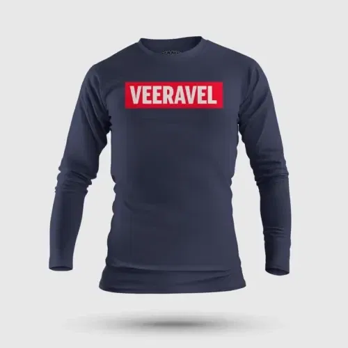 Veeravel men/unisex long sleeve t-shirt in navy blue color