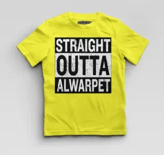 Straight outta alwarpet boys round neck t-shirt in new yellow color