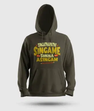 Singathapathi singame sunna asingam men/unisex hoodie in olive green color