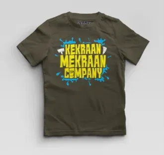 Kekraan mekraan company boys round neck t-shirt in olive green color