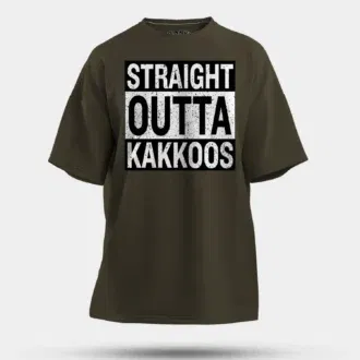 Straight outta kakkoos men/unisex oversized t-shirt in olive green color