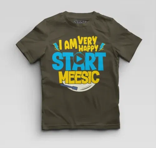 I am very happy… start meesic boys round neck t-shirt in olive green color