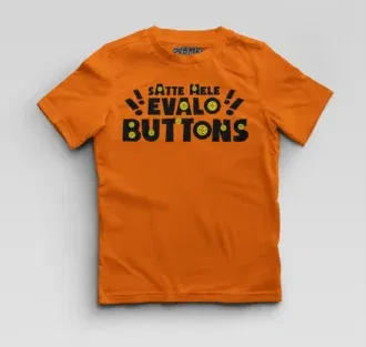 Satte mele evalo buttons boys round neck t-shirt in orange color