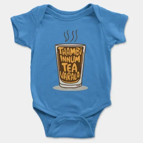 Thambi innum tea varala onesie/romper in orchid blue color