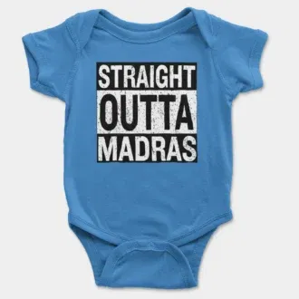 Straight outta madras onesie/romper in orchid blue color