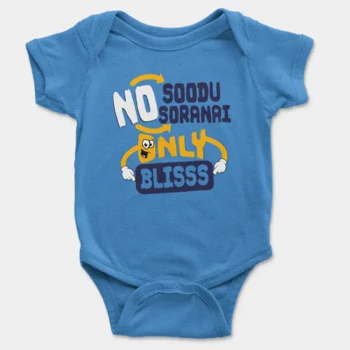 No soodu no soranai only blissssssss onesie/romper in orchid blue color